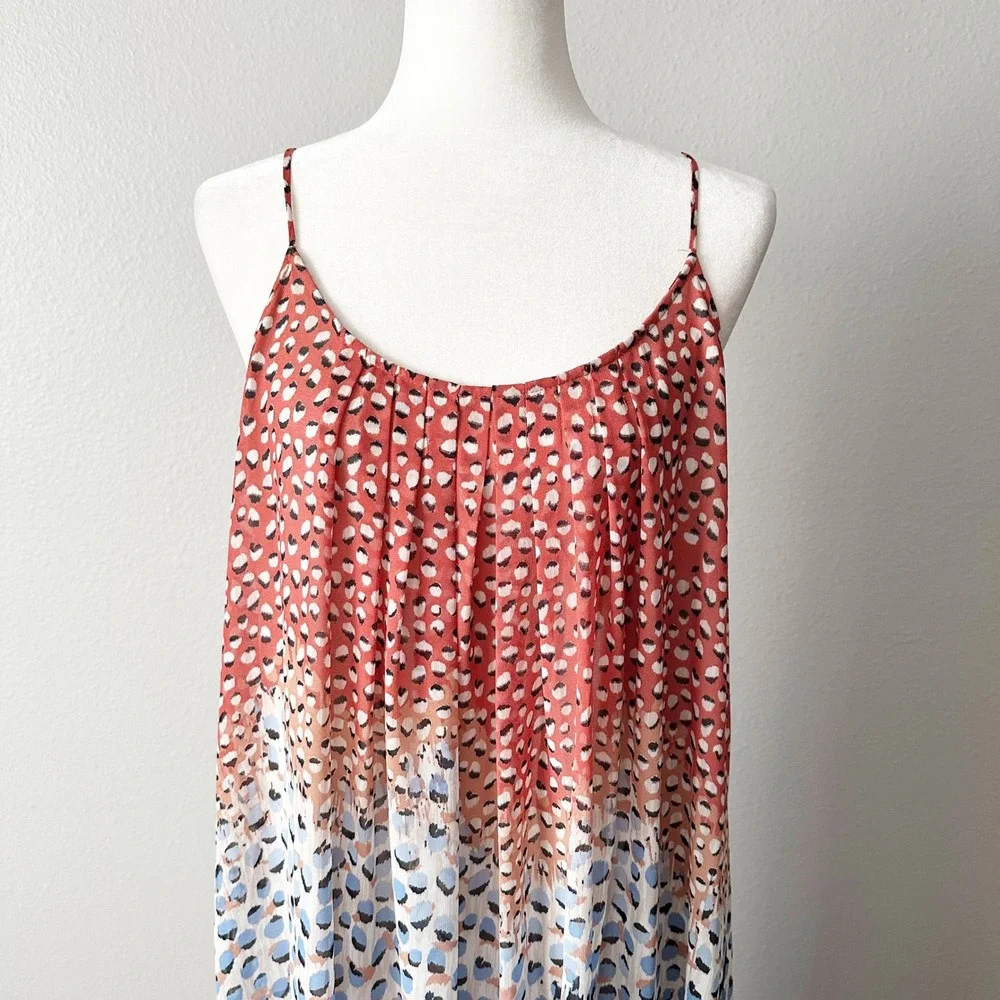 NIC+ZOE Dahlia Ombre Leopard Print Spaghetti Strap‎ Maxi Dress Women Size Large